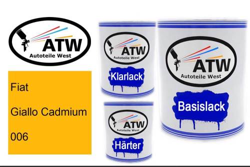 Fiat, Giallo Cadmium, 006: 1L Lackdose + 1L Klarlack + 500ml Härter - Set, von ATW Autoteile West.